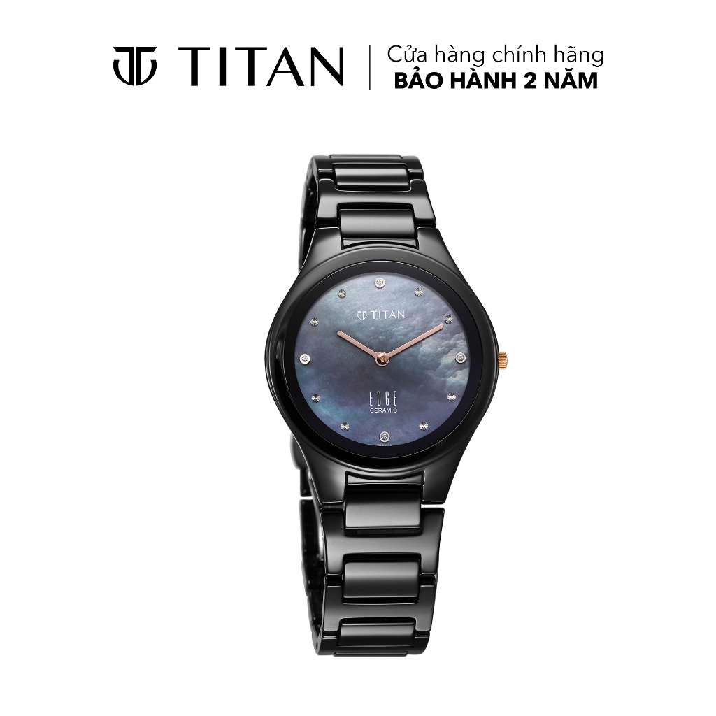 Đồng hồ nữ TITAN Edge Ceramic Diamonds dây Solid Ceramic, mặt 34MM, dây màu đen, 2653NC02
