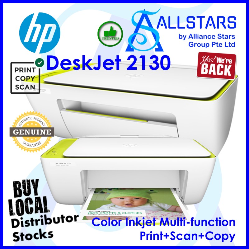 (ALLSTARS : We are Back Promo) HP DeskJet 2130 All-in-One Printer (Print / Scan / Copy) Multi-function Color Inkjet Printer (Default starter ink cartridges included) (Warranty 1year with HP SG) Singapore