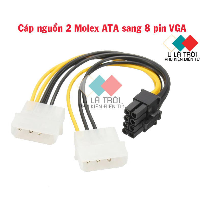 Dây cáp nguồn 2 molex ata sang 8pin cho card vga đồ họa
