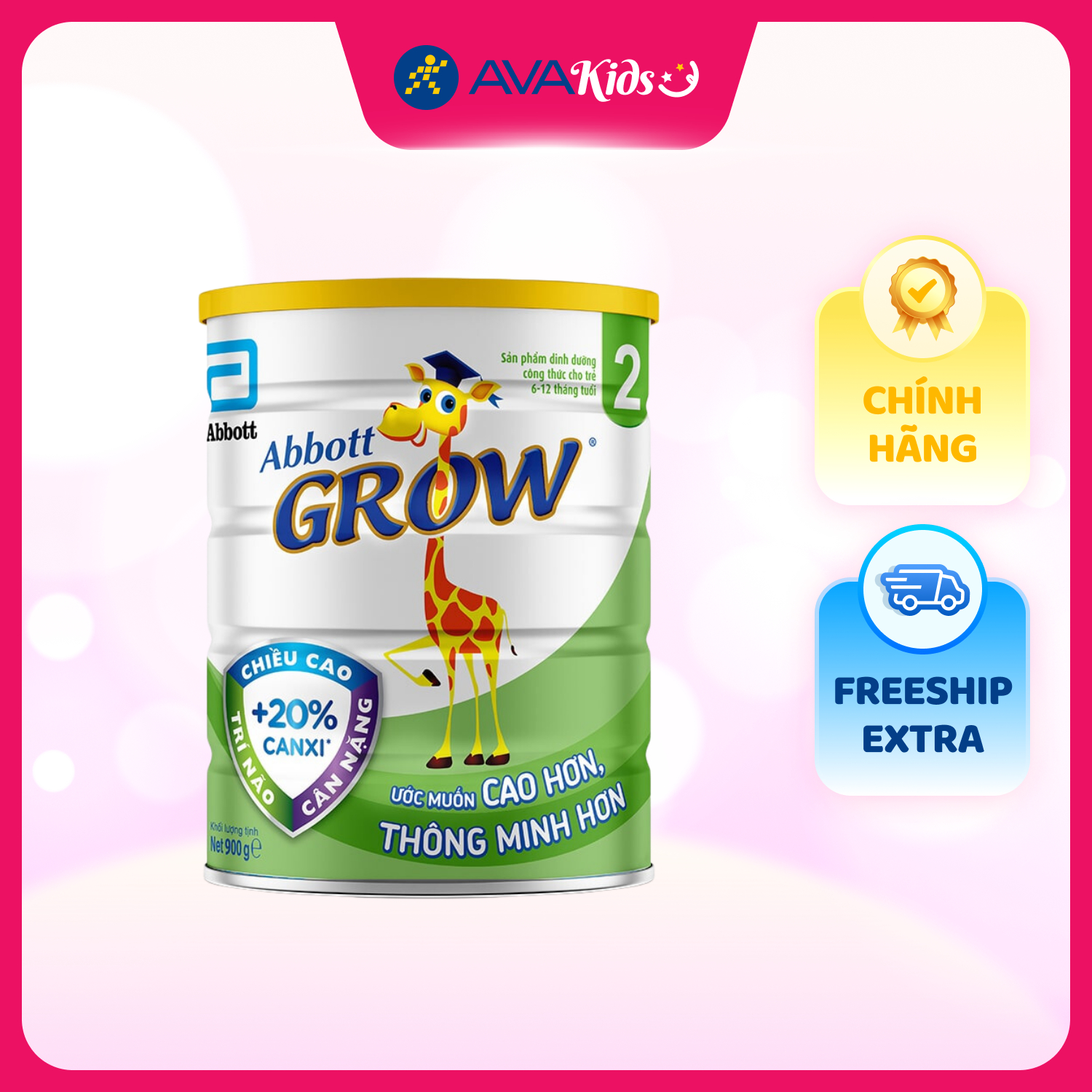 Sữa bột Abbott Grow số 2 hương vani 900g (6 - 12 tháng)