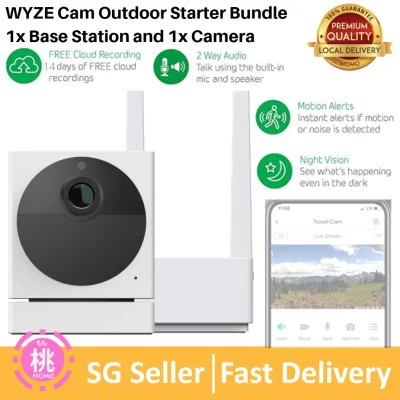 WYZE Camera Outdoor Starter Bundle (Includes Base Station and 1 Camera), 1080p HD Indoor/Outdoor Wire-Free Smart Home Camera with Night Vision, 2-Way Audio, Works with Alexa & Google Assistant
