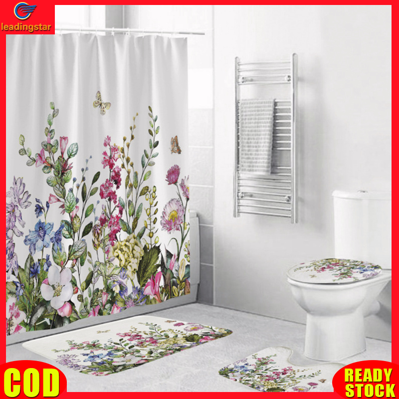 LeadingStar RC Authentic 4Pcs/Set Shower Curtain 180*180cm Non-Slip Rug Toilet Lid Cover Bath Mat for Bathroom ราคา 633 บาท*ส่งฟรี