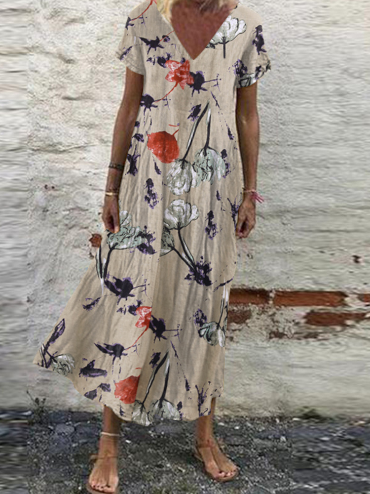 Oversized Womens Floral Sundress ZANZEA 2023 Kaftan Printed Summer Dress Short Sleeve Maxi Vestidos 