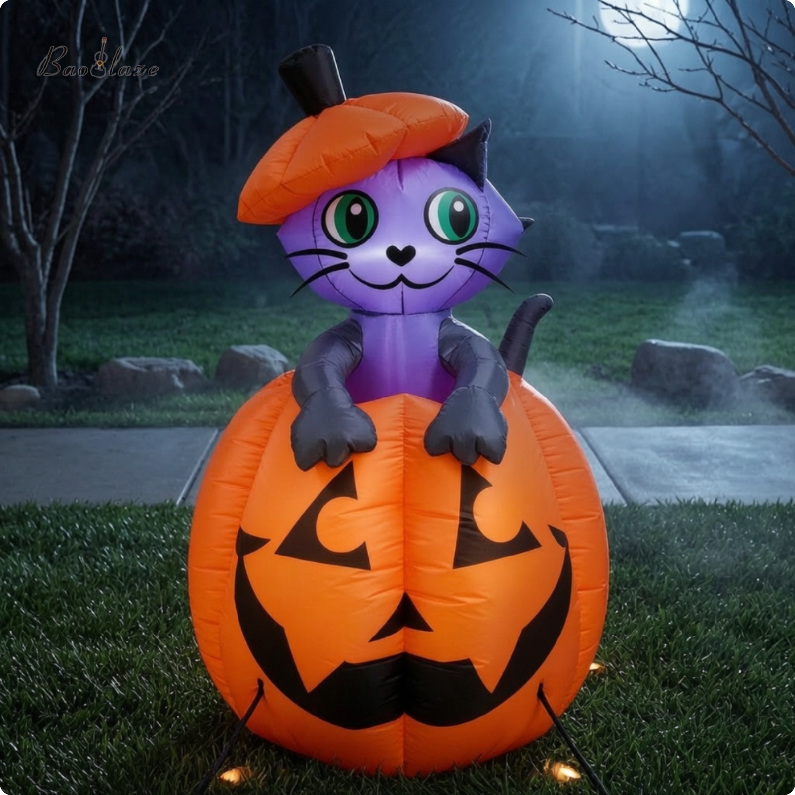 Baoblaze Air-Blown Inflatable Cat in Pumpkin Giant Pumpkin Cat Head Inflatable Long-Lasting Inflate Yard Decoration Bright for Garden ราคา 9,508 บาท*ส่งฟรี