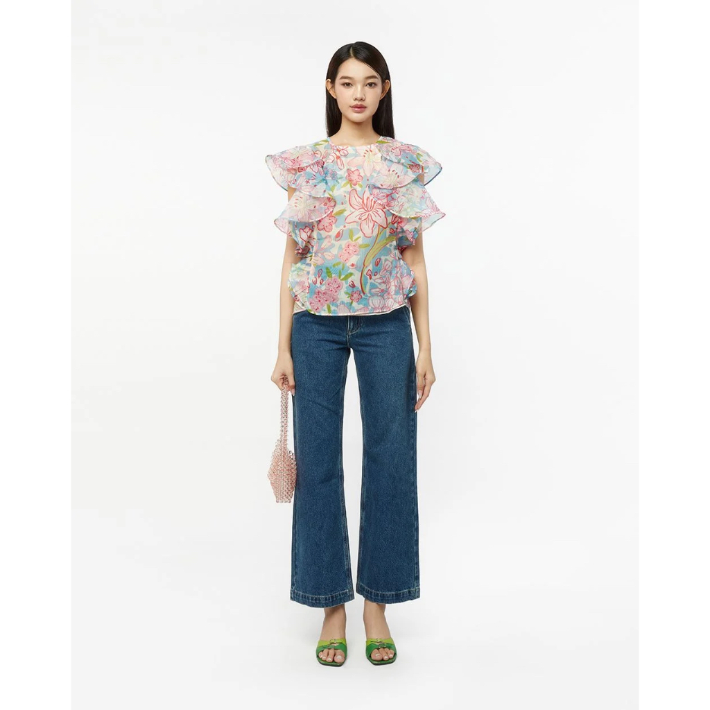 Thebluetshirt - áo cánh 12 mùa hoa - organza hồng đào
