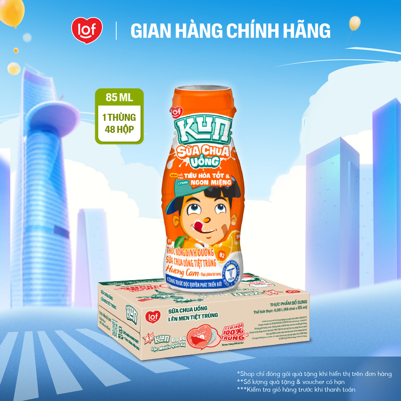 Sữa chua uống KUN vị cam thùng 48 chai x 85ml