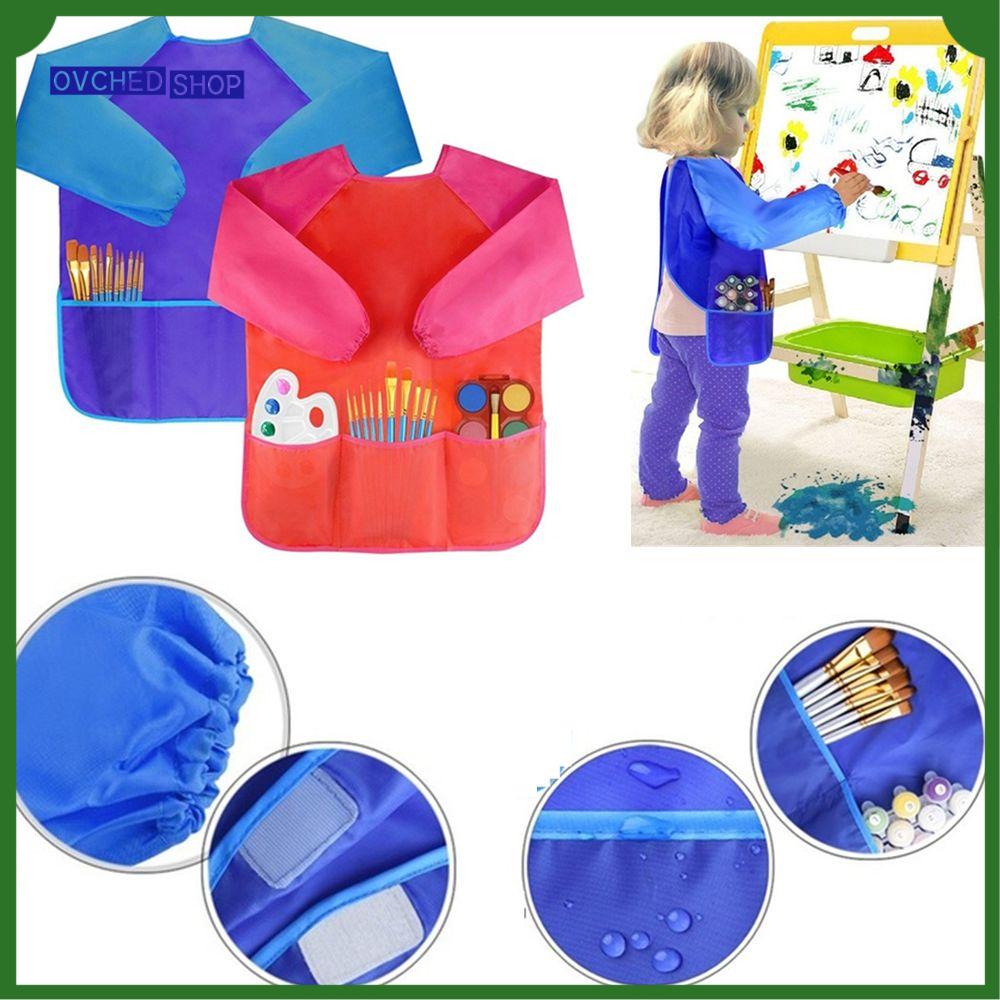 OVCHED SHOP Đứa bé Thủ công Phòng bếp Không thấm nước Tạp dề vẽ tranh cho trẻ em Nghệ thuật Yếm nấu ăn