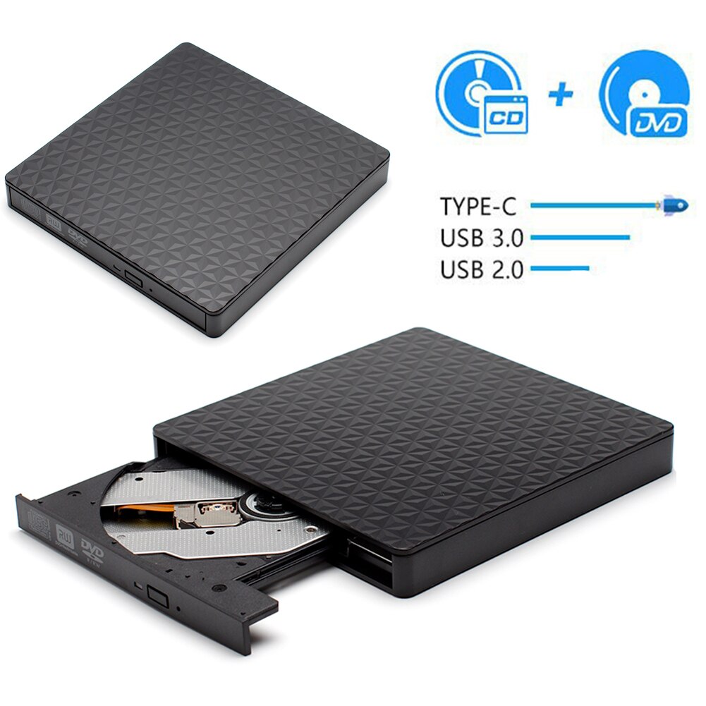 Sản phẩm bán chạy Loại C/USB 3.0 Ổ đĩa DVD ngoài đầu nghe nhạc CD PC DVD-RW Rom Máy nghe nhạc CD-RW bên ngoài CD DVD Drive cho Macbook Windows/Mac OS/Linux