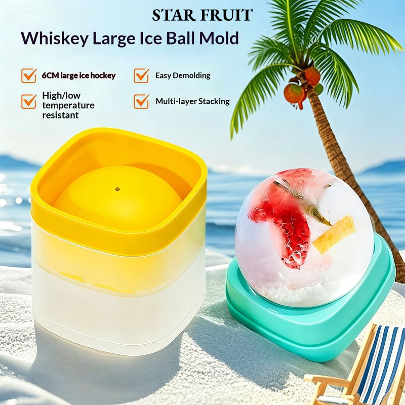 STAR FRUIT⭐ Large Sphere Ice Mold for Whiskey - Food Grade Silicone, Easy Release, Stackable Design for Home & Commercial Use ราคา 20 บาท*ส่งฟรี