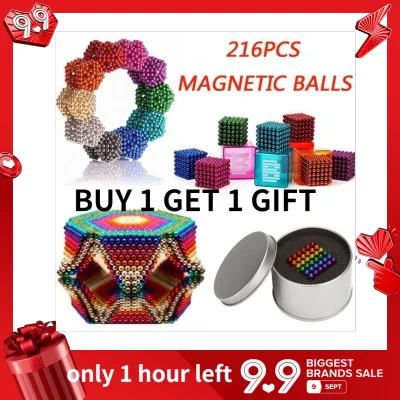 (Ready Stock)216PCS 3/5mm 3D Magic Magnets Magnetic Building Blocks Balls Spheres Cube Beads Toys