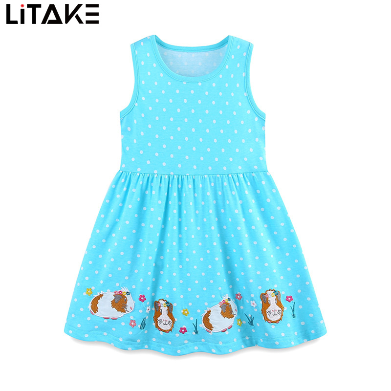 Girls Casual Polka Dot Dress Toddler Cotton Sleeveless Loose Fit Swing Cute Dress Summer Sundress ราคา 220 บาท*ส่งฟรี