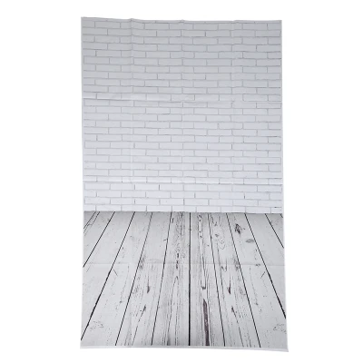 Vinyl Wood Floor Photography Studio Prop Background 3x5FT White Brick Wall