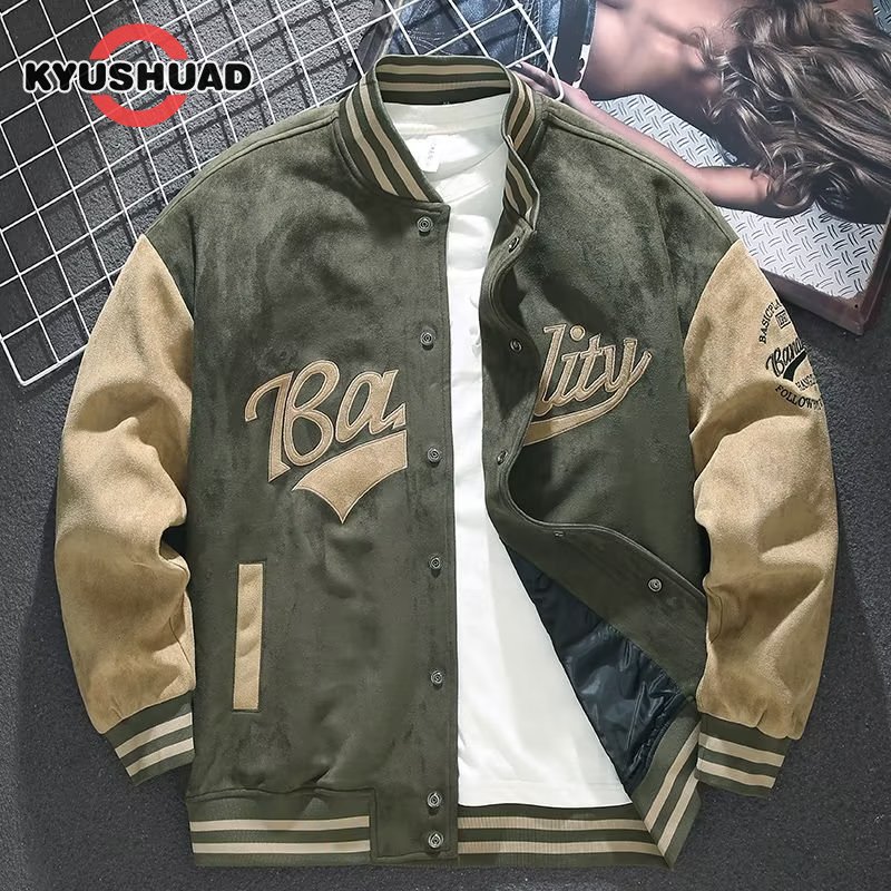 KYUSHUAD Người Đàn Ông Nhật Bản Hợp Thời Trang Thương Hiệu Thêu Mỹ Áo khoác bóng chày Loose Áo Khoác Đôi