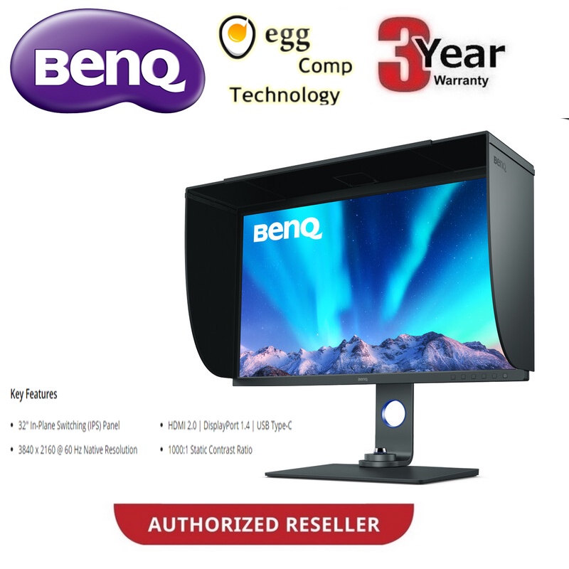 BenQ SW321C Photo and Video Editing Monitor 31.5"/IPS/60Hz/HDMI(v2.0)/RGB 99%/Height Adjustment