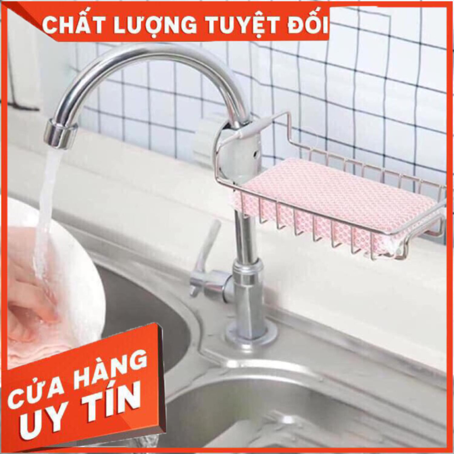 Giá để giẻ rửa bát - giá lắp vòi rửa bát