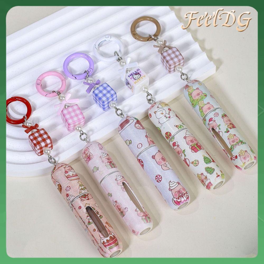 FEELDG Phim hoạt hình Chai nước hoa 5ml Chống rò rỉ Hộp đựng mỹ phẩm lỏng Di động với móc khóa Chai xịt dành cho phụ nữ và các cô gái
