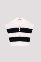 Johnny Collar Color Block Woman Knit
