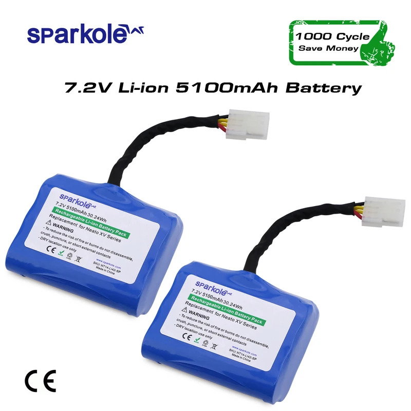 Brand new Sparkole 2PCS 5100mAh Lithium-ion Neato XV-11 XV-12 XV-14 XV-15 XV-25 XV-21 XV Signature Pro Robotic Vacuum Cleaner Welcome to Our Store