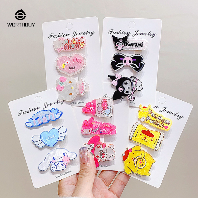 Sanliou kẹp tóc trẻ em mới dễ thương vỡ kẹp tóc bộ ba món vịt hoạt hình hóa đơn Clip cô gái Phụ kiện tóc