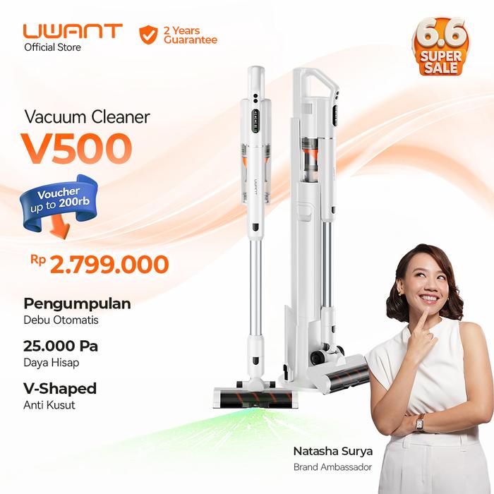 UWANT V500 25KPA FITUR SELF-EMPTYING SMART CORDLESS VACUUM CLEANER PENYEDOT DEBU Harga 11,219,000 rupiah*Gratis Ongkir