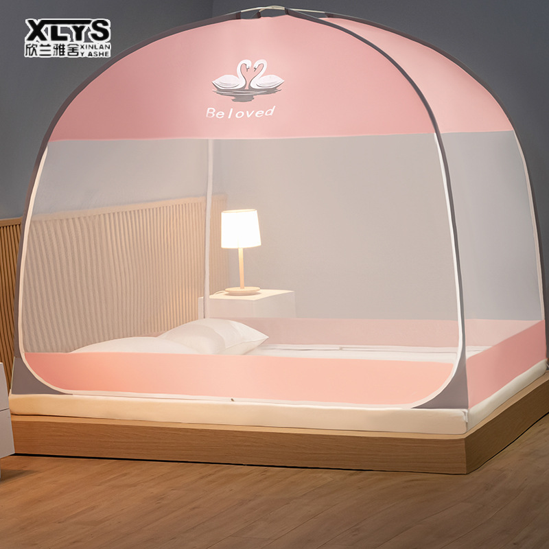 5-foot mosquito net 6-foot mosquito net Dome mosquito net Folding mosquito net No mosquito net installation bedding Household folding Dustproof mosquito net 1.8m, 1.5m, foldable thickened dome, full shading account, dense and dustproof. ราคา 550 บาท*ส่งฟรี