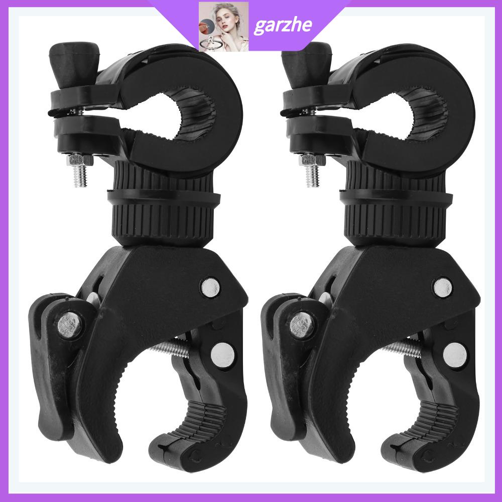GARZHE24272 2pcs Xoay 360 độ Giá đỡ đèn xe đạp Giá đỡ lắp đặt Đen Giá đỡ đèn pin xe đạp Phổ quát Kẹp đèn pin Xe đạp leo núi