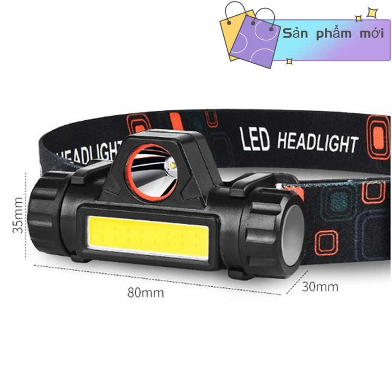 null Đèn pha đèn pha LED COB 2500LM chống nước tích hợp pin sạc USB