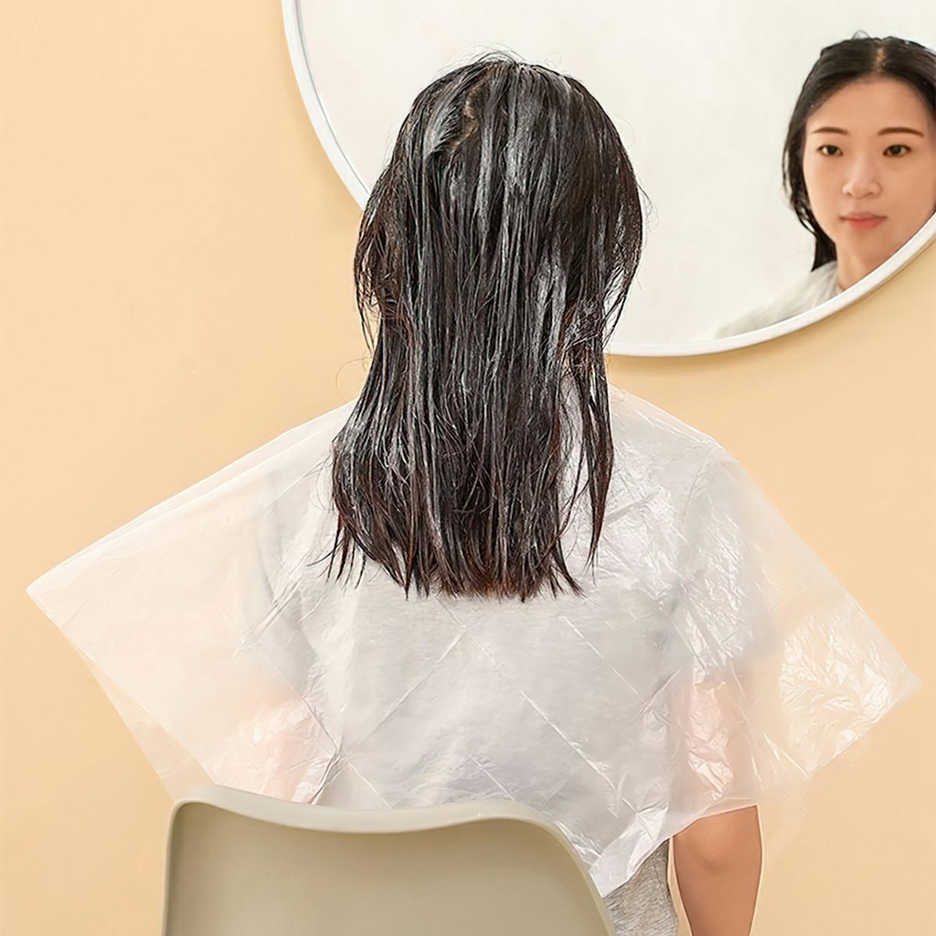 Áo choàng nilon dùng 1 lần hỗ trợ làm hóa chất, hấp, nhuộm tóc