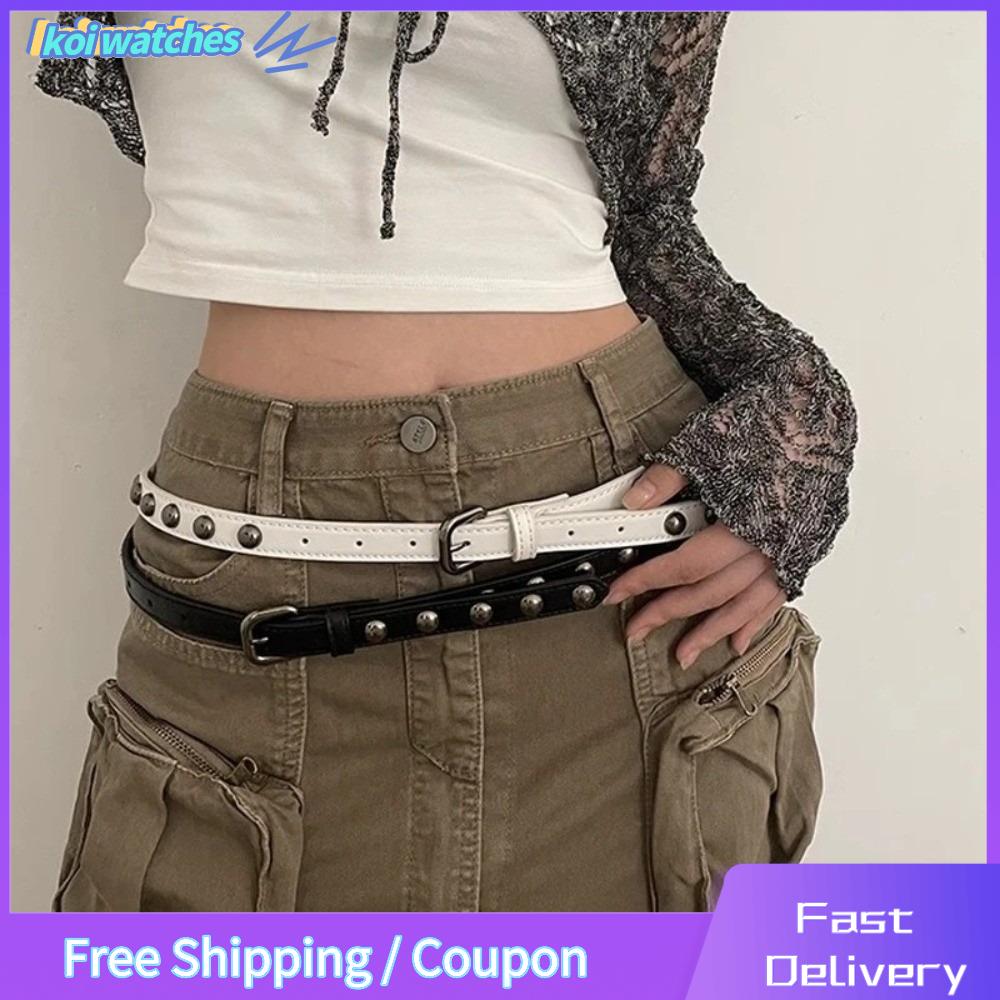 KOI WATCHES Đa năng Thắt lưng đinh tán Da PU Phong cách retro Thắt lưng  Y2K Có thể điều chỉnh Dây đ