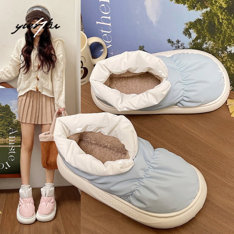 Thick soled snow boots fashion women's 2023 winter new plush and thick cotton bread shoes