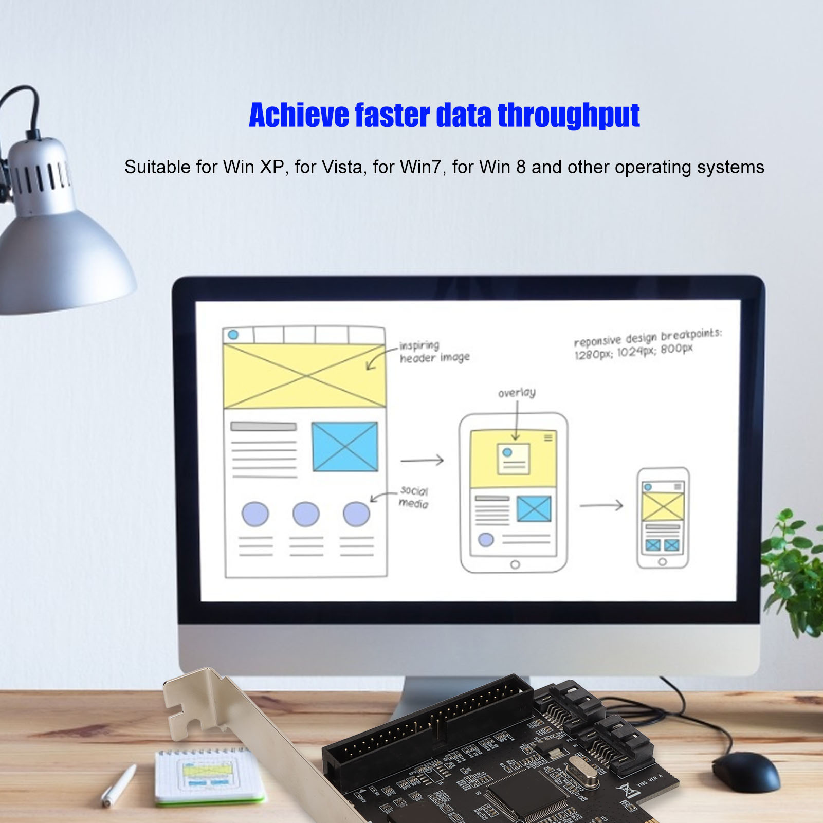 Garosa Thẻ mở rộng SATA PCIe 2.0 Thẻ SATA Giao diện 40pin Chất liệu PCB Tốc độ truyền nhanh hơn 1 5 Gbps cho Gia đình và Văn phòng Giá 249,000 Đồng*Miễn phí vận chuyển