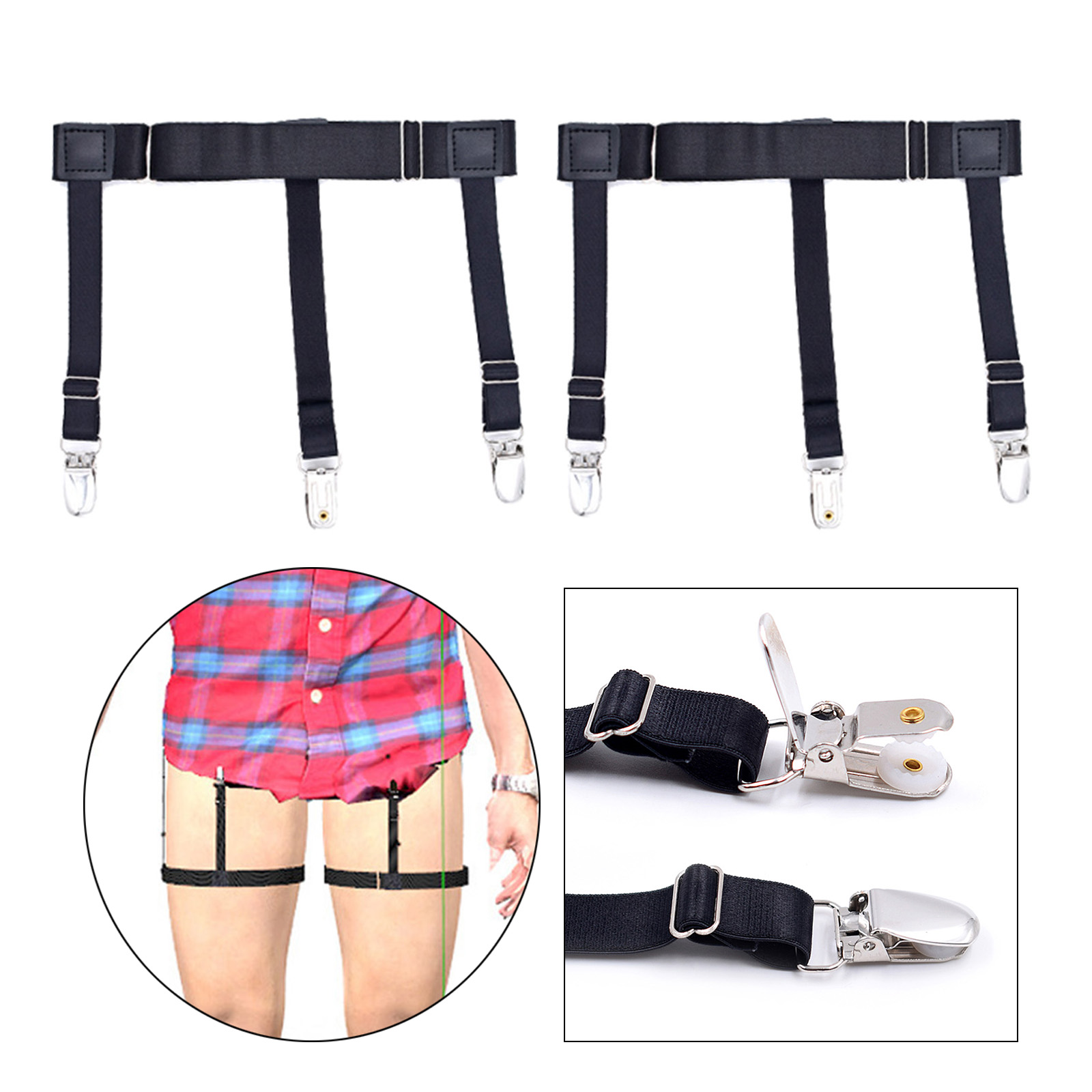 Bnwear 2 chiếc áo Giữ móc khóa áo sơ mi nam chống trượt đùi dây nịt Dây Đeo Dây đeo điều chỉnh được