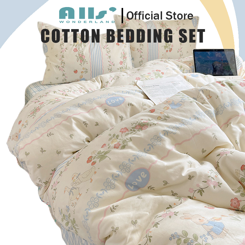 Alls' Wonderland Floral Duvet Cover Set 4 in 1 100% Cotton 1200TC Soft Bedsheet + Quilt Cover + 2 pcs Pillowcase Set Single Queen King ราคา 1,234 บาท*ส่งฟรี