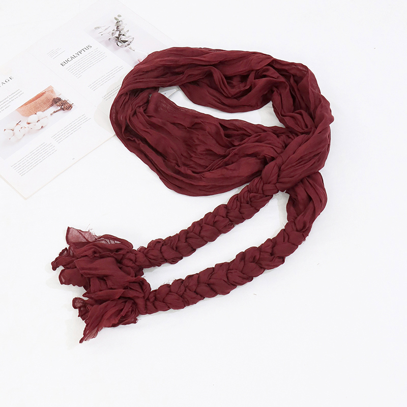 HOT fsjhf - Cotton and Linen Scarf Dual-Use Woven Hat Solid Color Winter Small Twist id Scarf Female Autumn and Winter Thermal and Windproof Neck Protection Scarf
