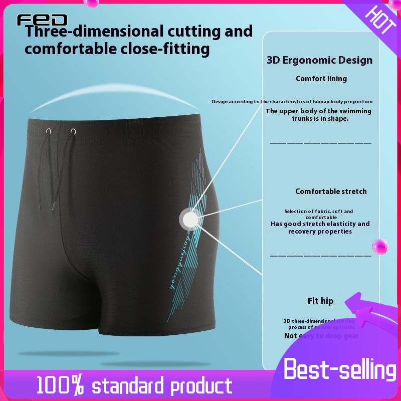 FED Men's Swimming Trunks, plus Size Loose Professional Quick-Drying Boxer Beach Pants