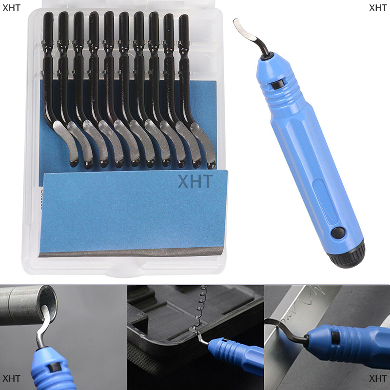 XHT 1pc NB1100 Burr Handle With 10 Blades With BS1010 Deburring Tools Kit