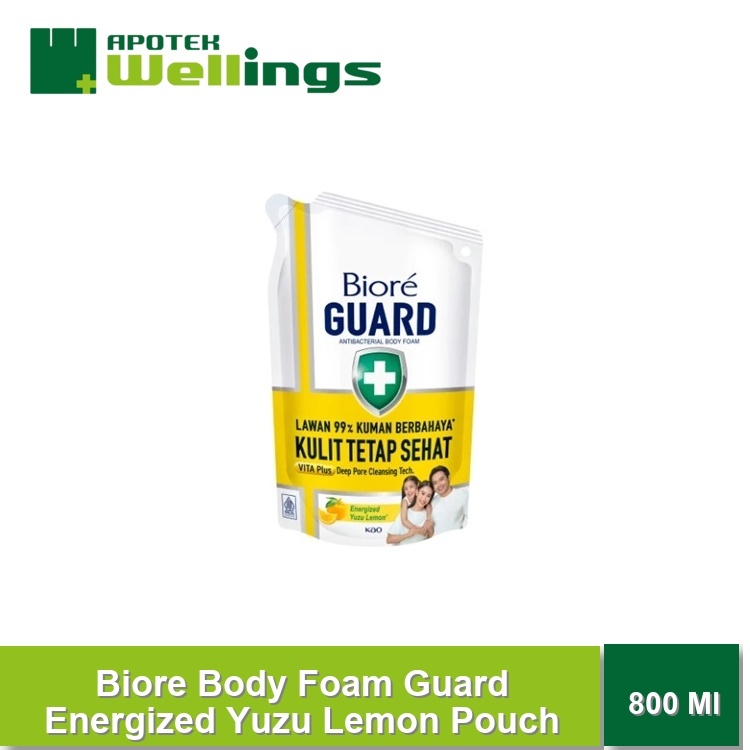 Wellings Biore Body Foam Guard Energized Yuzu Lemon 800Ml Pouch
