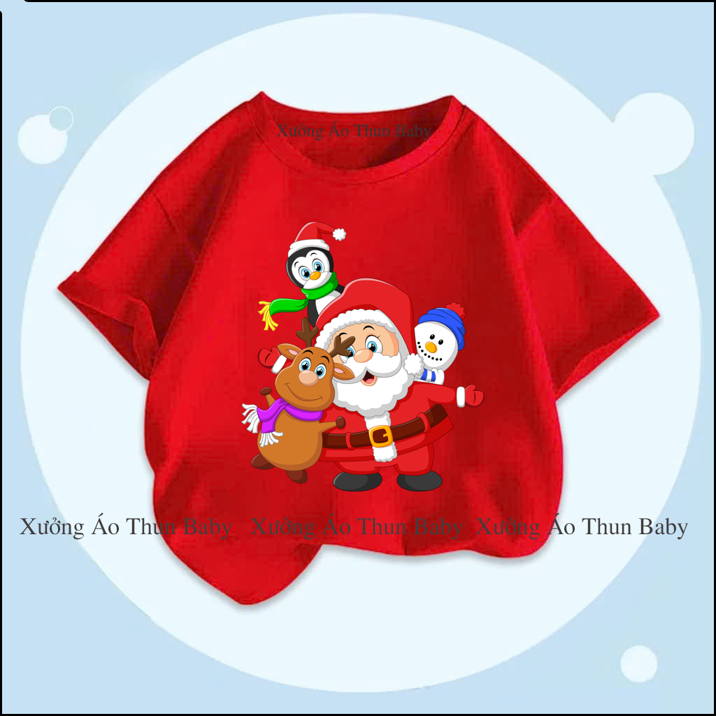 Áo phông Noel cho bé in hình chú Tuần Lộc dễ thương, chất thun cotton mềm mịn mát cho bé mặc đi chơi giáng sinh