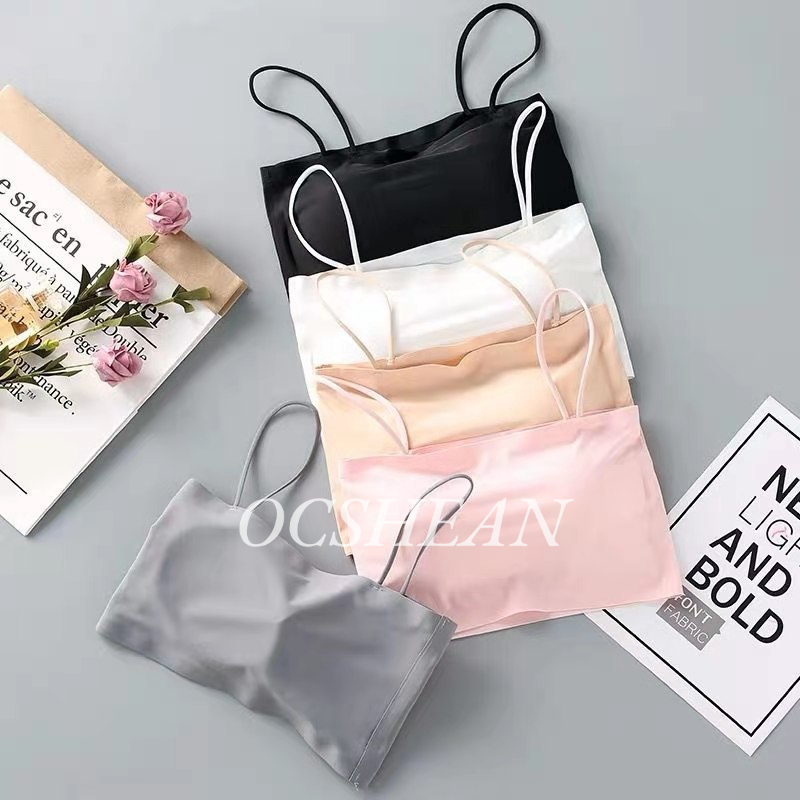 OCSHEAN | MoTing Seamless one-piece ice silk underwear for women, versatile suspenders, beautiful back, chest wrap, tube top, girls sports vest bra ราคา 35 บาท*ส่งฟรี