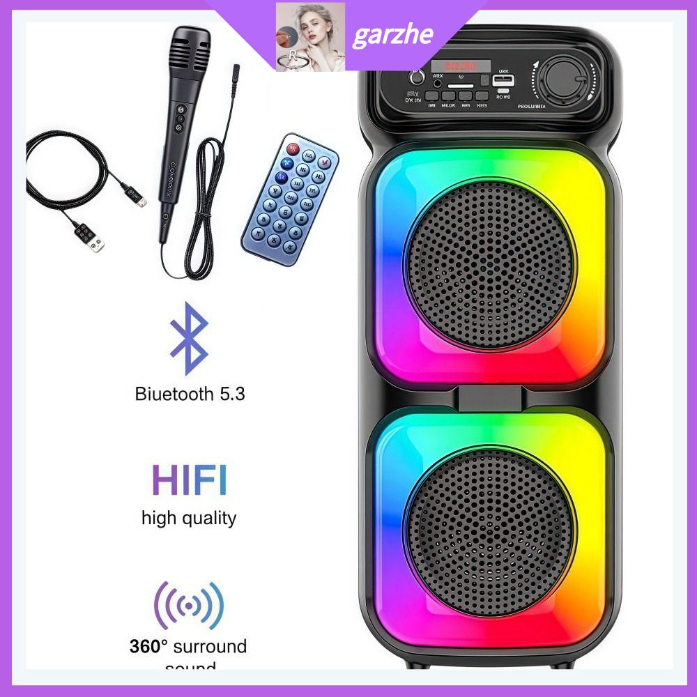 GARZHE24272 Kích thước lớn Loa Bluetooth Karaoke Có Mic Bass kép Loa cầm tay Bản gốc Âm thanh nổi Loa siêu trầm không dây Nghe nhạc và hát