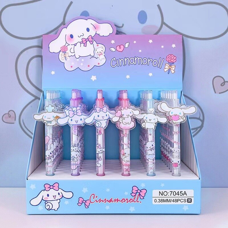 B-cinnamorol 0.38 b-cinnamorol 0.38 48pcs với hộp màu đen Sanrio 48pcs phim hoạt hình Bút mực nước Kitty kuromi Hello cinnamorol bút văn phòng phẩm cho sinh viên 0.5/0.38 Đen trường học trẻ em viết cung cấp