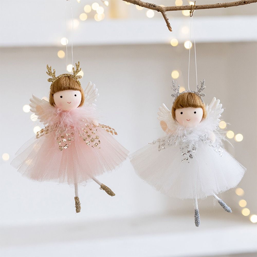TEEQDFA Đồ chơi vải lông Đồ trang trí treo giáng sinh Trắng hồng Trang trí Búp bê treo Sáng Tạo Quà Tặng Đồ trang trí Cây giáng sinh