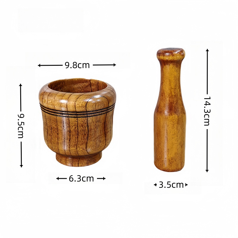 1pc Wooden Garlic Press Mortar and Pestle Spice Grinder Manual Crushing of Herbs Pepper Food Mill Ho