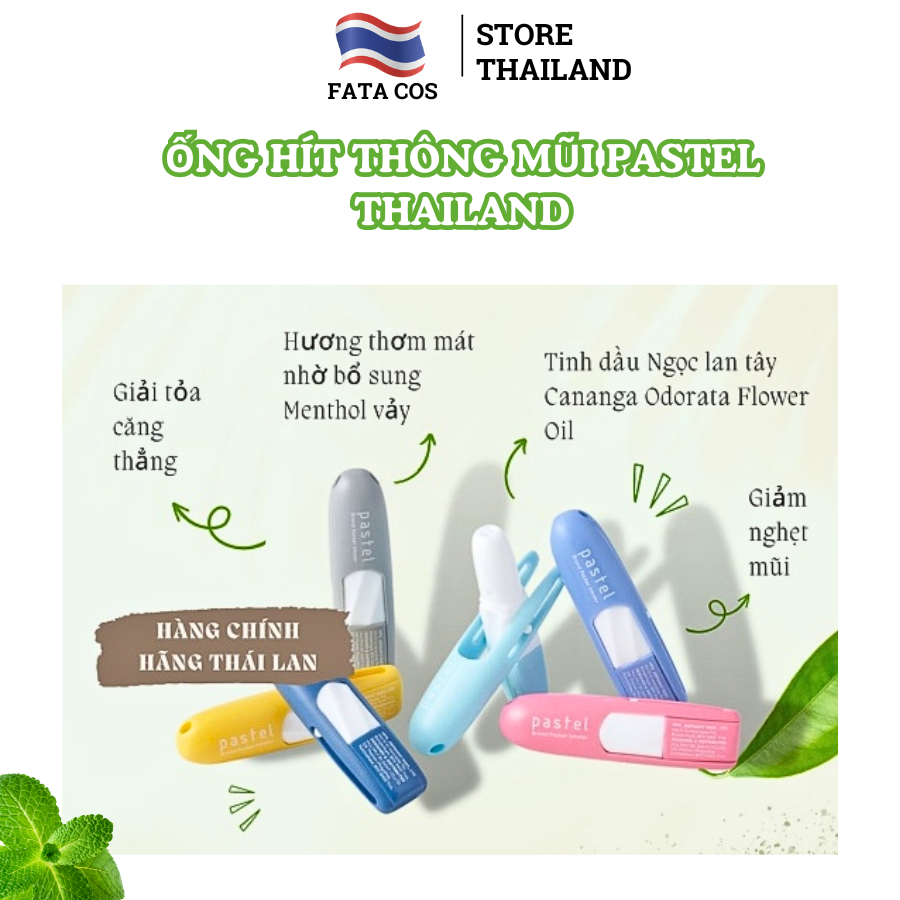 Ống hít mũi pastel, ống hít pastel mùi bạc hà thá¡ lan đủ màu fata co's