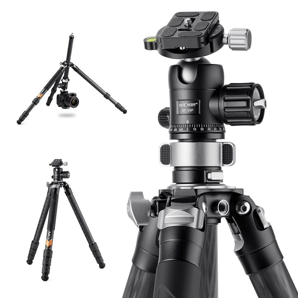 K&F CONCEPT KF09.102 Heavy Duty Tripod 20kg Load 32mm Leg Tube 1.7m Professional Carbon Fiber Tripod(PULUZ Official store) ราคา 22,282 บาท*ส่งฟรี