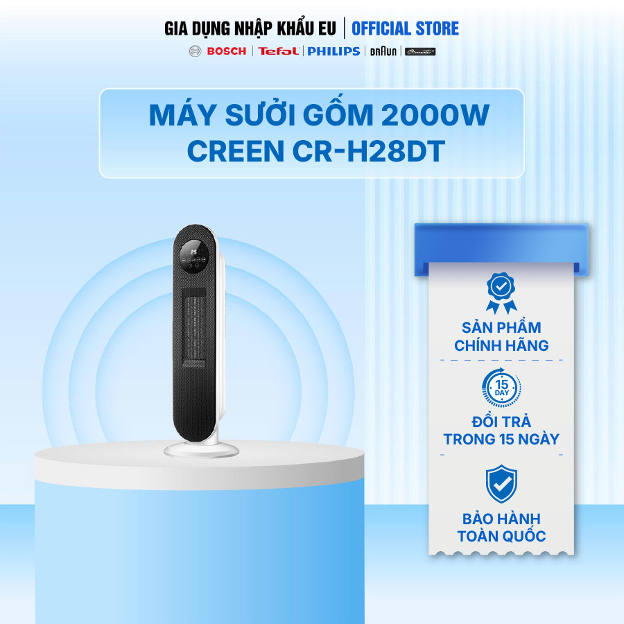 Máy Sưởi Gốm Ceramic Cao Cấp CREEN CR-H28DT | Công Suất 2000W | Êm Ái, Không Gây Khô Da | Bảo Hành 2 Năm