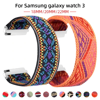 Elastic Nylon Watch Band Strap for Samsung Galaxy Watch 46mm active 2 40mm 44mm band 18mm 20mm 22mm Nylon Watch Bracelet Wrist