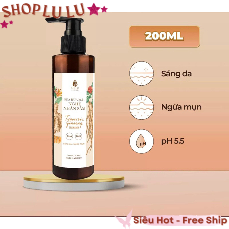   LL  Sữa Rửa Mặt Nghệ Nhân Sâm MELA  200ml  giúp làm dịu nhẹ ngăn ngừa khô da. Giúp da sạch mịn màng 