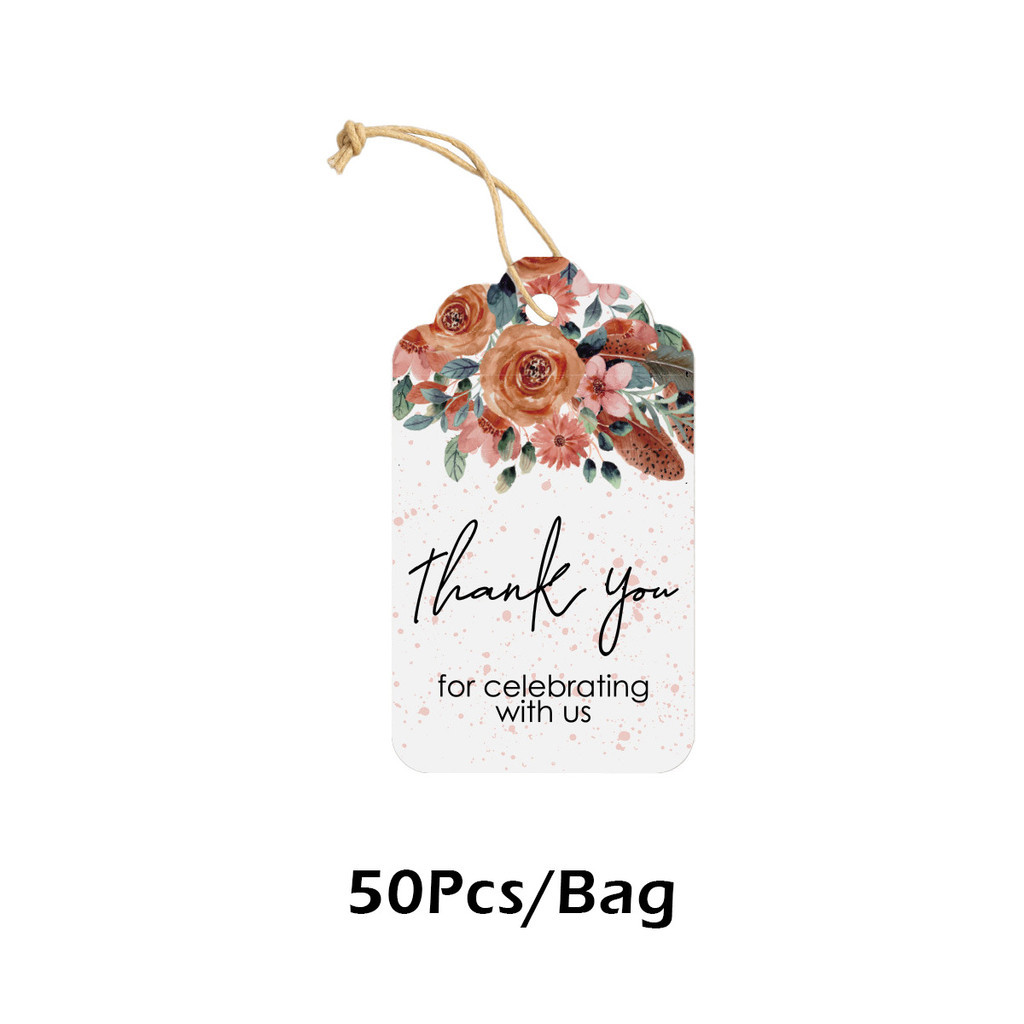 50 Pcs 4*7Cm Paper Tags Thank You For Celebrating With Us Tags Multi Style Crafts Hang Tag