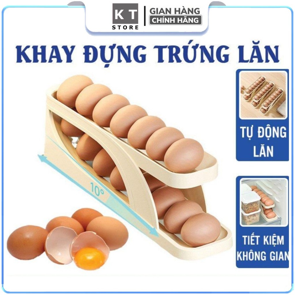 Kệ Đựng Trứng Cuộn/Lăn 2 Tầng Thông Minh - Tiết Kiệm Diện Tích Cho Tủ Lạnh, Dễ Dàng Vệ Sinh